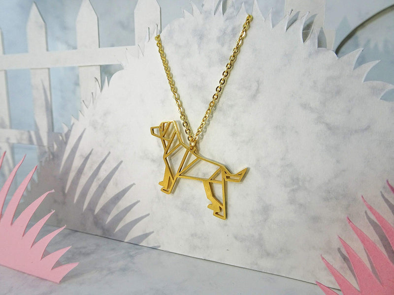 [Australia] - La Menagerie Dog Gold Origami Jewelry & Gold Geometric Necklace – 18 Karat Plated Gold Necklace & Dog Necklaces for Women – Dog Necklace for Girls & Origami Necklace 