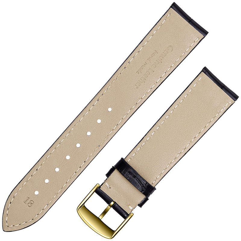 [Australia] - Watch Bands for Men, 18mm Watch Band, Watch Band, Watch Bands, Men's Watch Bands, Leather Watch Bands for Men Black/beige stitch-go gold buckle 