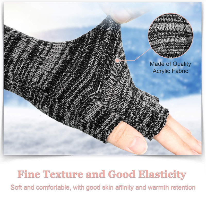 [Australia] - Half Finger Gloves Winter Fingerless Gloves Knit Typing Gloves for Men Women 