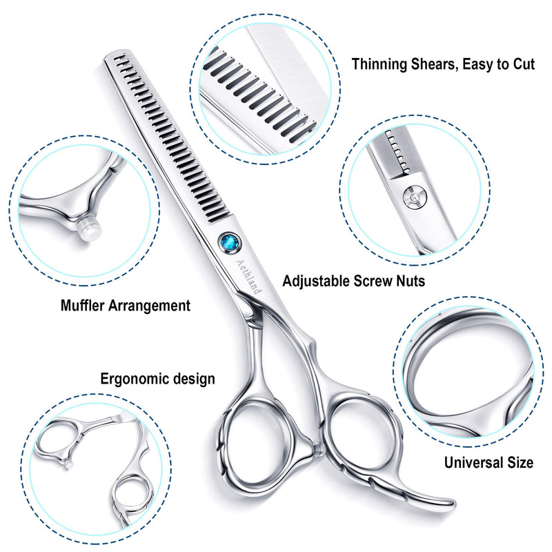 [Australia] - Hair Cutting Scissors Kit, Aethland Professional Barber Hairdressing Scissors Set ( Trimming Shaping Grooming Thinning Shears) for Men Women Pets Home Salon Barber Haircut, 6.5" Japanese 9CR SS 