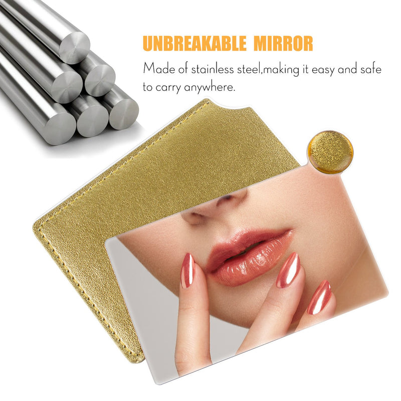 [Australia] - IBEET Unbreakable Stainless Steel Makeup Mirrors,Vanity Mirror small for Purse Handbag Travel, Cosmetic Rectangular Handheld Compact Pocket Mirror Tiny Wallet Mirror Plate for Makeup 
