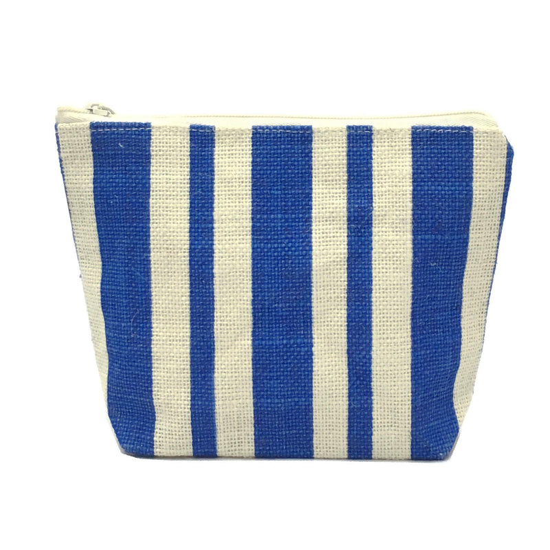 [Australia] - Burlap Cosmetic Bag Makeup Bags Jute Toiletry Pouch Kit Zip Wallet For Women Eco- Friendly Accessory (Stripe) Striped 