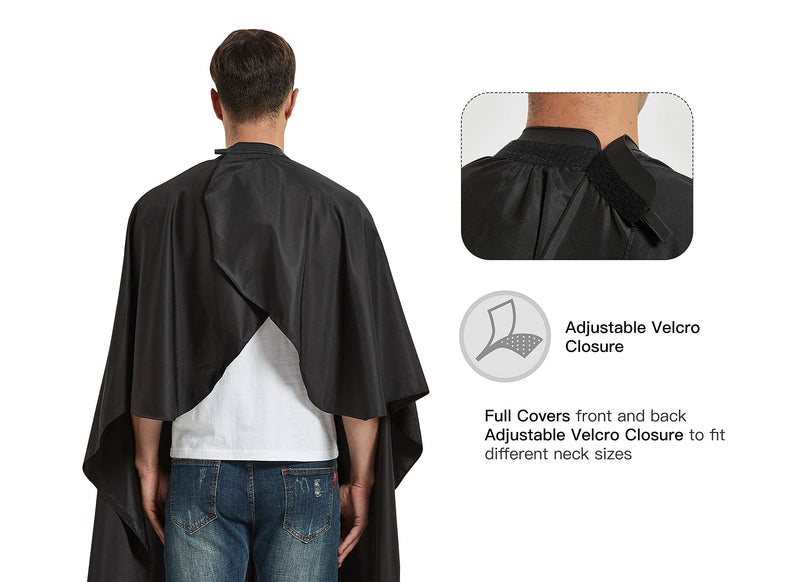 [Australia] - Salon Hair Cutting Cape with Rubber Neck Collar, Professional Anti-static Barber Cape for Shampoo, Haircut and Styling-Black-53 x 57 inches Black with Rubber Cutting Collar 