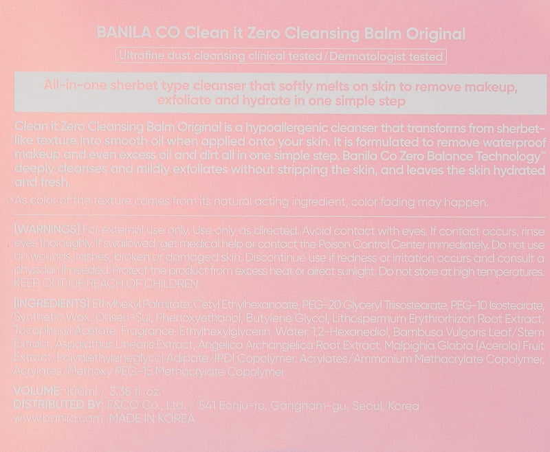 [Australia] - Banila Co. New Clean it Zero Cleansing Balm Original 100ml Korean Cosmetics 