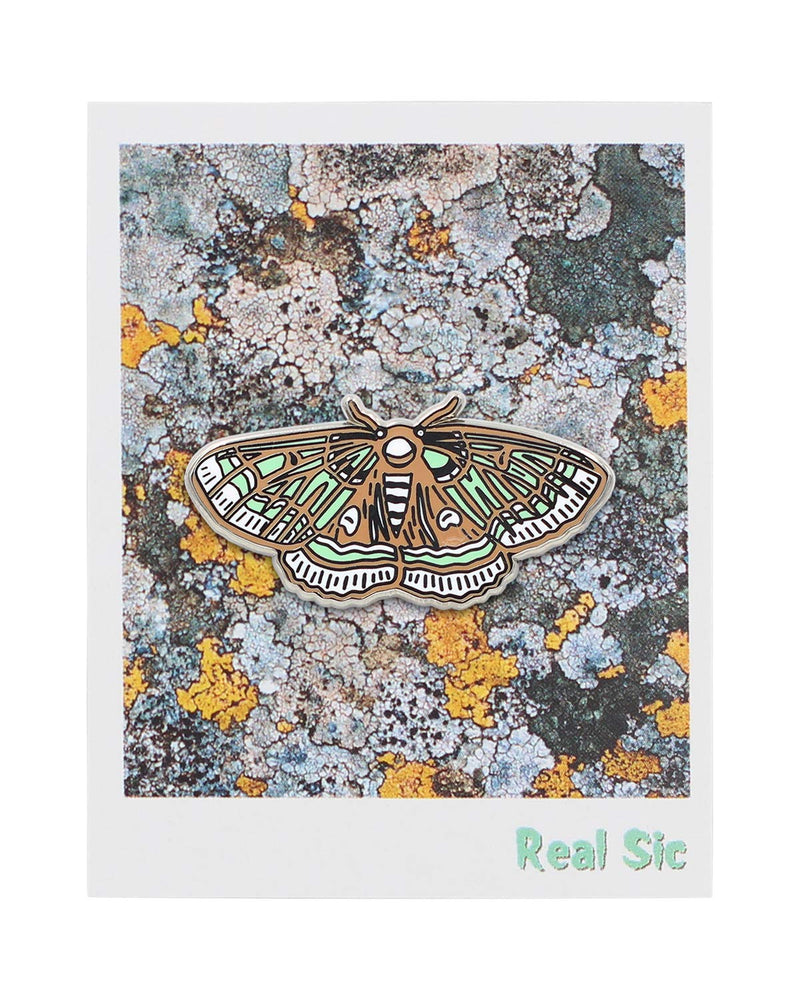[Australia] - REAL SIC Moth Enamel Pin - Occult Lapel Pin In 4 Different Colors - Cinnabar Moth, Luna Moth Lapel Pins - Moth Meme Enamel Pin Accessory for Jackets, Backpacks, Hats, Bags & Tops Luna (Green) 