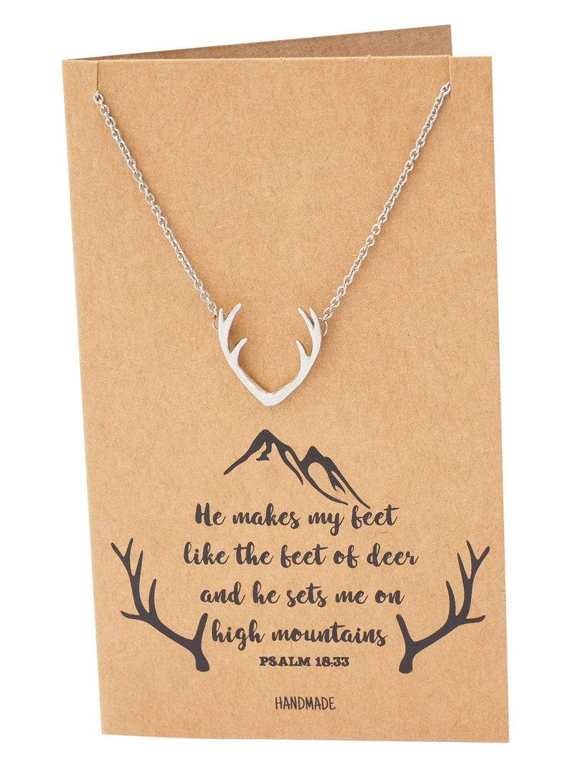 [Australia] - Quan Jewelry Deer Antlers Country Necklace, Birthday Gifts for Outdoor Lovers Hunter Cowgirl Cowboy Hunter Antelope Pendant Charm - 100% Handmade 