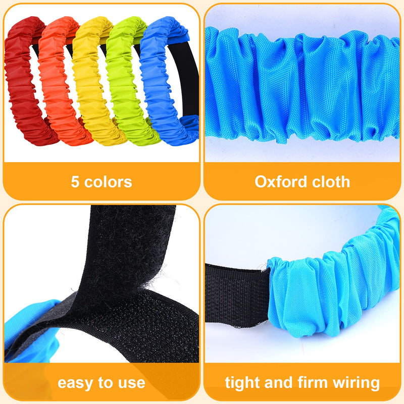 [Australia] - AIEX 10pcs 3 Legged Race Bands for Adults Kids, Colorful Legged Race Bands Elastic Tie Rope with Magic Adhesives for Relay Race Game, Field Day, Backyard, Team Games (5 Colors) 