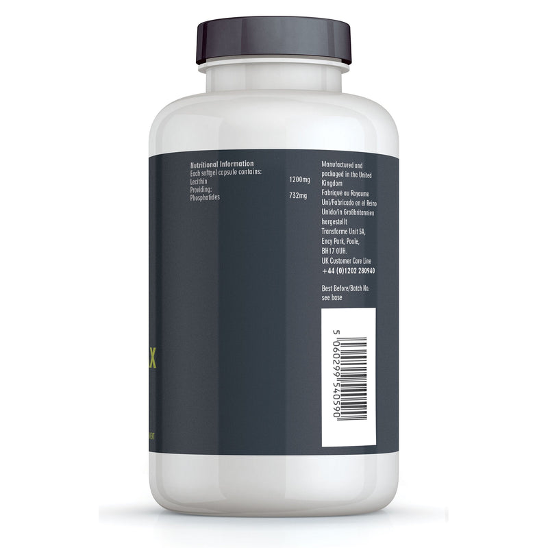 [Australia] - Lecithin Capsules 1200mg, 240 Softgels, Natural Source Phospholipids, Choline, High Strength, Gluten Free, by Transforme 