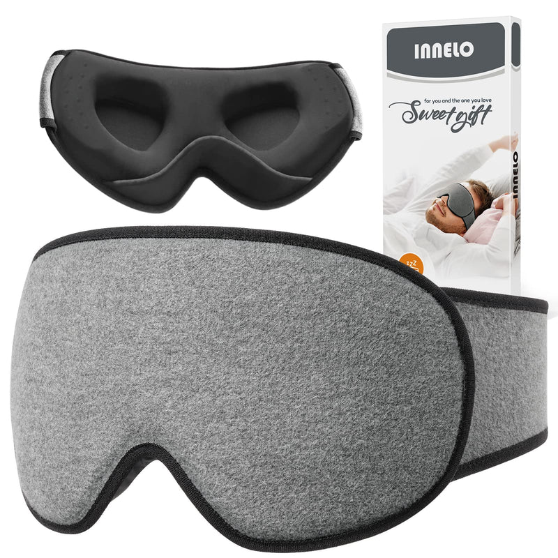 [Australia] - INNELO Cotton Sleep Eye Mask, Ultra Soft Skin-Friendly Natural Cotton Sleeping Eye Mask with Adjustable Strap, Comfortable Wearing, for Men,Women and Kids, for Travel, Nap Sleeping, Shift Work, Travel 