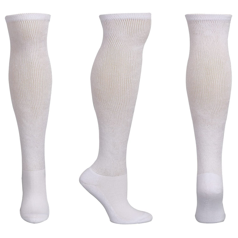 [Australia] - Athlemo Women&Men Bamboo Diabetic Socks 2 Pairs Loose Fit Non-Binding Over the Knee Seamless Breathable Anti-odor White/Black(4pairs) 13-15 