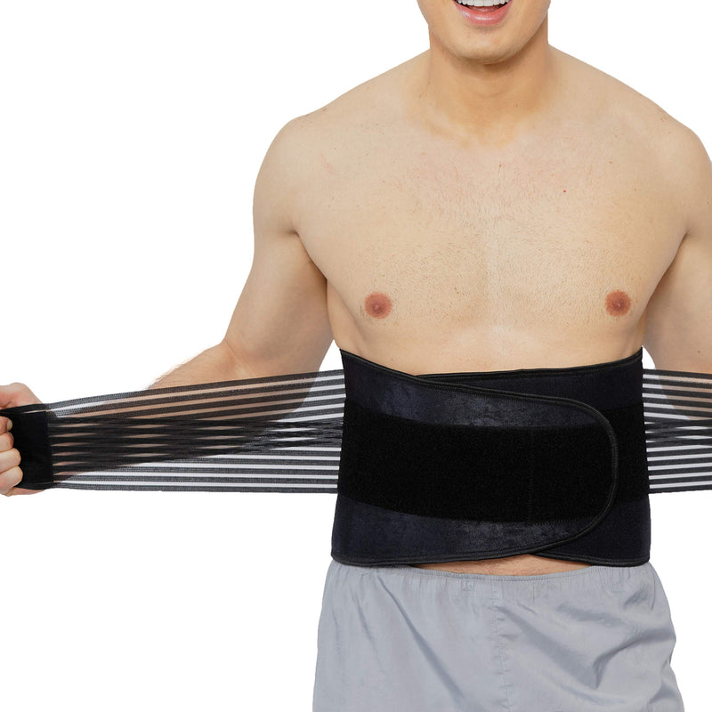 [Australia] - Neotech Care Neoprene Back Brace, Lumbar Support with Double Banded Strong Compression Pull Straps (Black & Blue, Size XXXXL) 4XL 