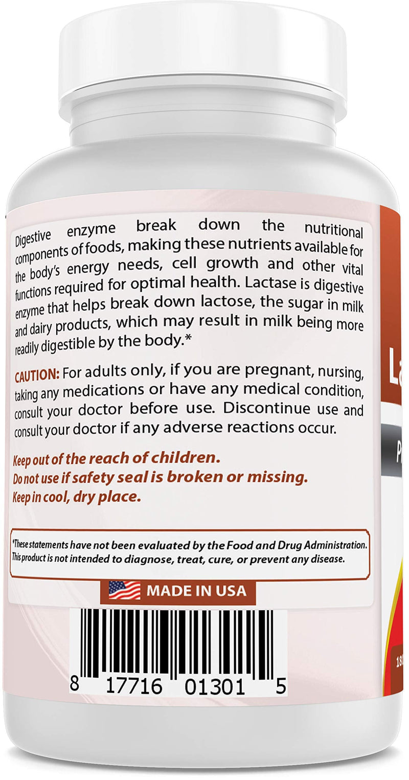 [Australia] - Best Naturals Lactose Intolerance Relief Tablets with Natural Lactase Enzyme, Fast Acting High Potency Lactase, 9000 FCC ALU, 180 Count 