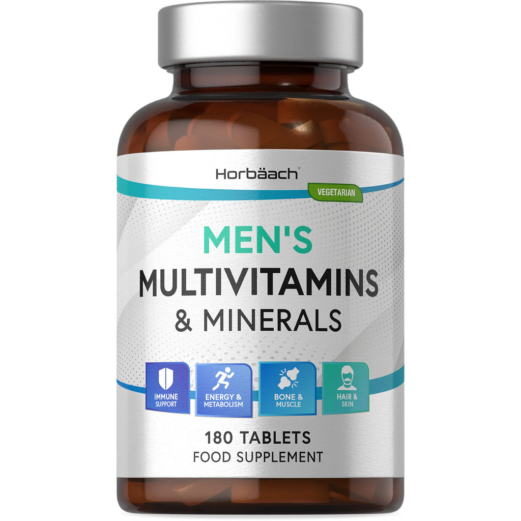 [Australia] - Mens Multivitamin | 180 Count | with Minerals for Immune Support, Energy, Metabolism, Bone and Muscle Health | Supplement Suitable for Vegetarians | by Horbaach 