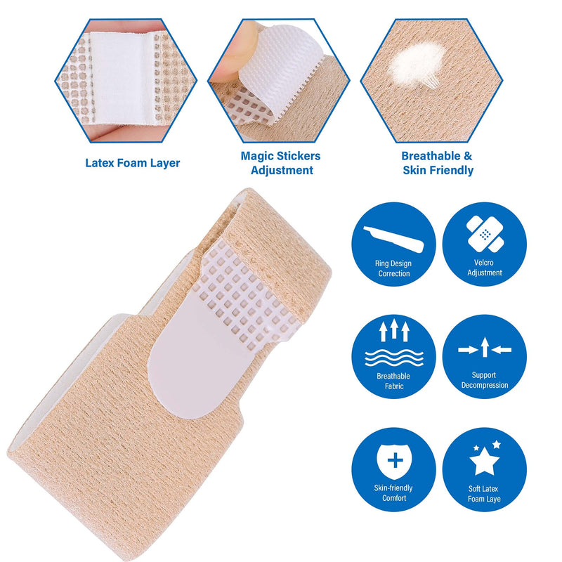 [Australia] - DYKOOK Broken Toe Wraps 8 Pcs/Pack Fabric Toe Splint Toe Cushioned Bandages Finger Protectors Straightener Separators 