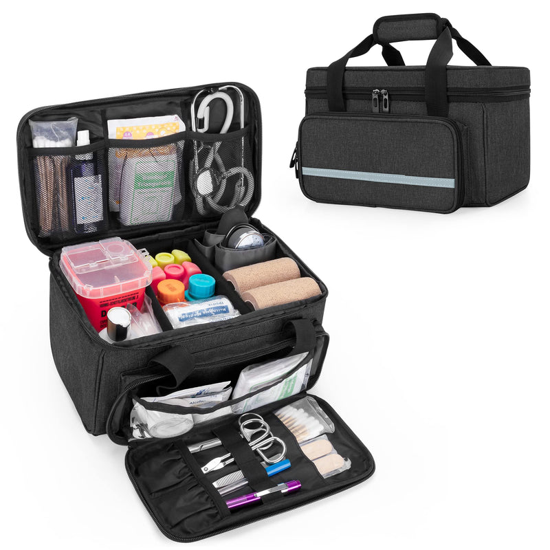 [Australia] - CURMIO Small First Aid Bag Empty, Family First Aid Kit Case, Medicine Storage Organiser Box for Home and Travel, Black(Patent Pending) 