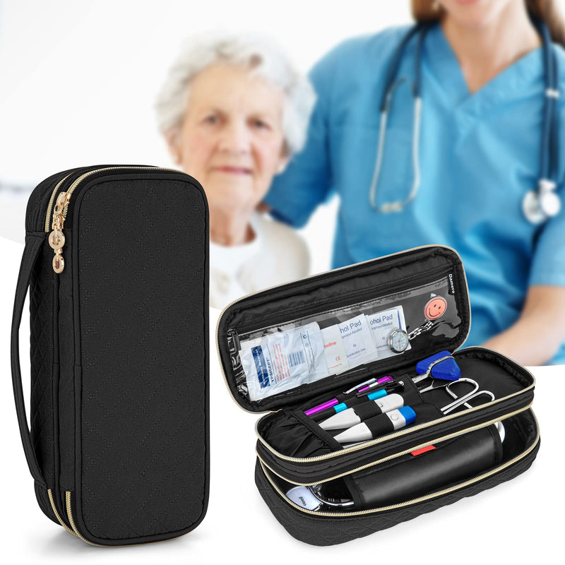 [Australia] - Damero Double Layer Stethoscope Case Compatible with 3M Littmann/ADC/Omron Stethoscope, Stethoscope Carrying Case Travel Bag for Nurse Accessories, Black 