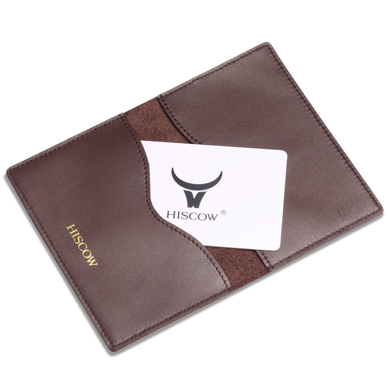 [Australia] - HISCOW Minimalist Thin Bifold Card Holder - Italian Calfskin Coffee, Gold logo 