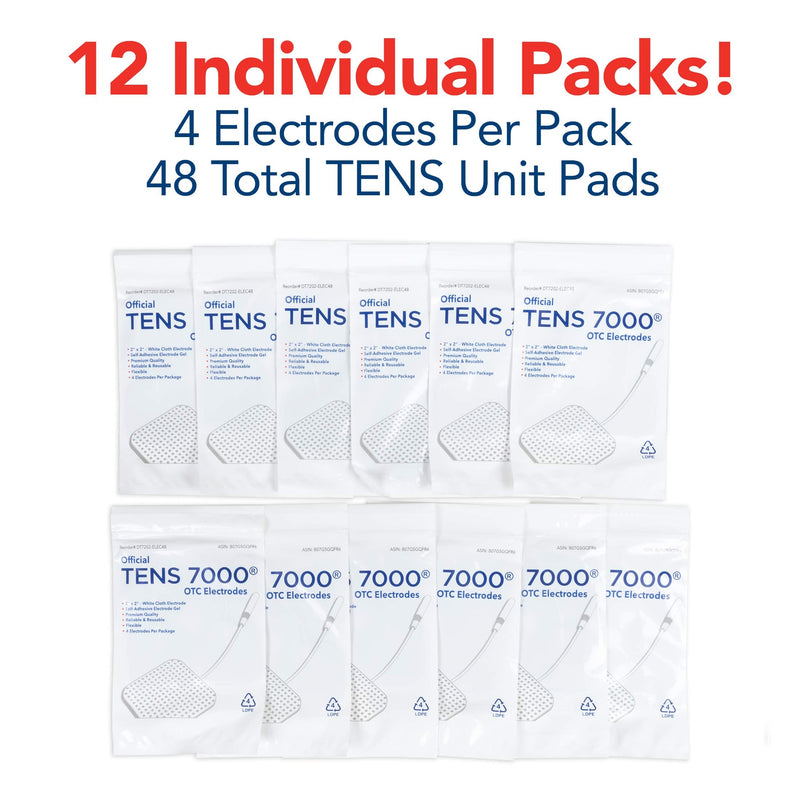 [Australia] - TENS 7000 Official TENS Unit Replacement Pads - 48 Pack, Premium Quality OTC TENS Unit Pads, 2" X 2" - Compatible with Most TENS Machines, Replacement Electrodes Value Pack 