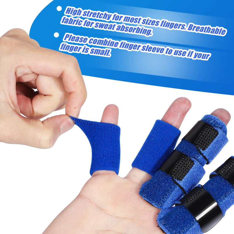 [Australia] - Trigger Finger Splint for Right and Left Hand, Mallet Finger Brace for Index Middle Ring, for Straightening Dislocated Fingers, Releasing Arthritis Pain, 2 Finger Splints and 2 Finger Sleeves Light Blue 