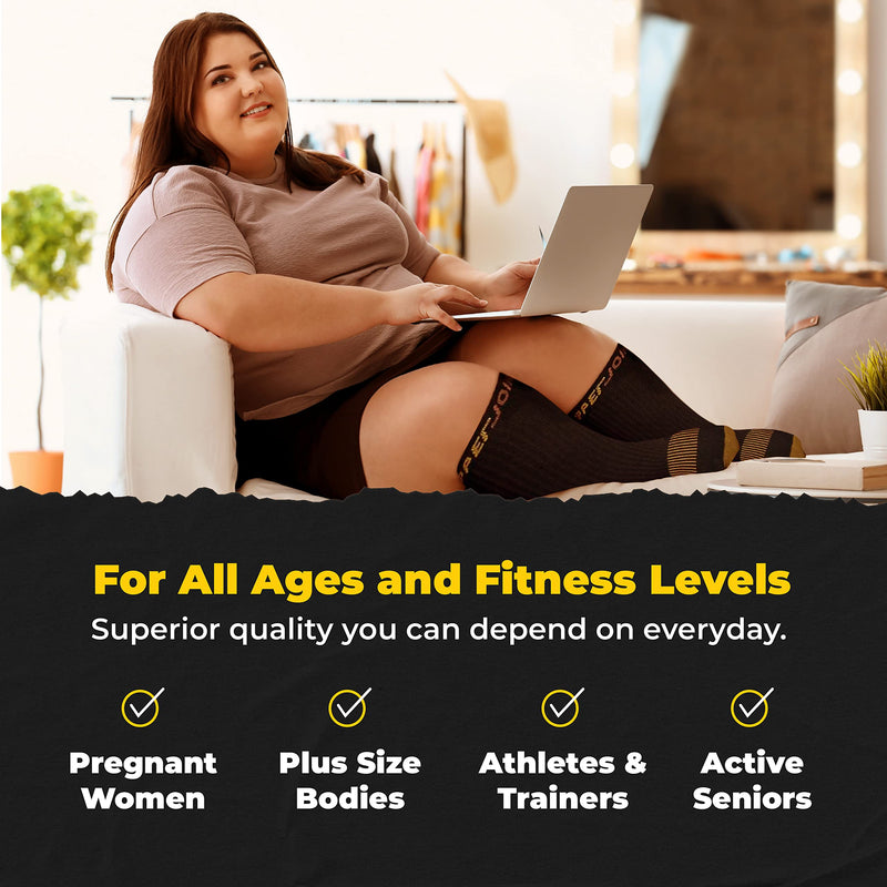 [Australia] - Wide Calf Copper Compression Socks for Women & Men - Diabetic Sock, Improves Circulation, Reduces Swelling & Pain - For Nurses, Running, & Everyday Use - Copper Infused Nylon By CopperJoint (3X-Large) 3X-Large-4X-Large 