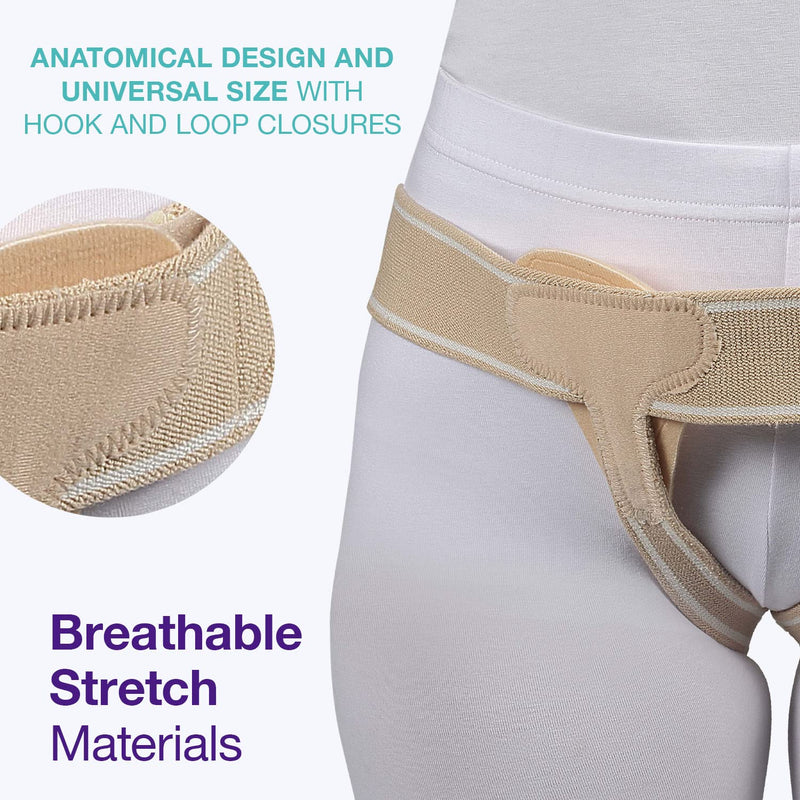 [Australia] - Armor Adult Universal Double Inguinal Hernia Support Brace for Relief of Abdominal Pain and Pressure, Pre and Post Surgery for Men and Women, Tan 
