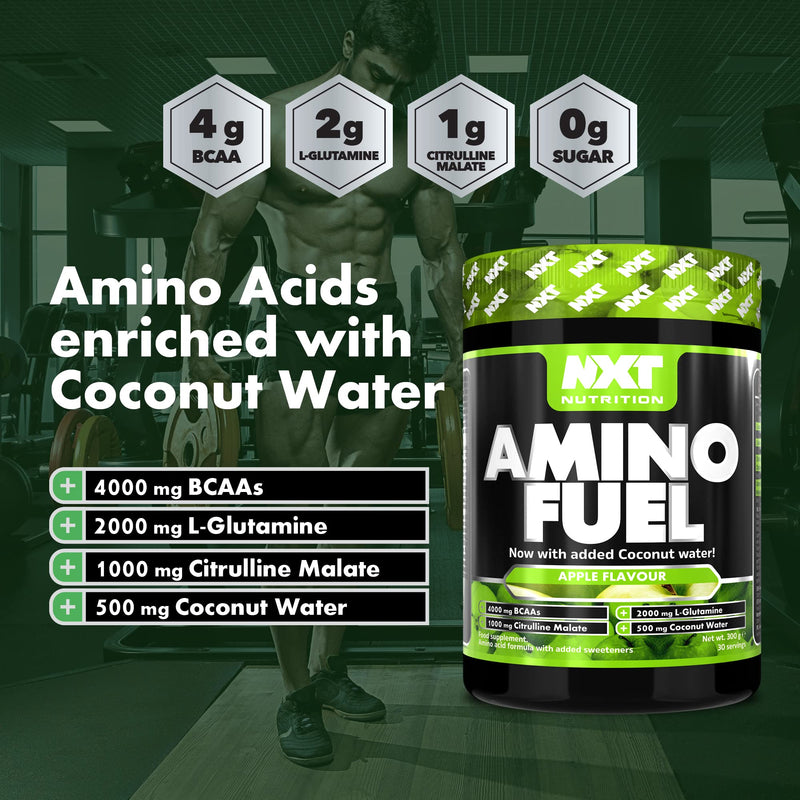 [Australia] - NXT Nutrition Amino Fuel Energy Drink | BCAAs Amino Acids with Beta Alanine, Vitamin D3 and Citrulline Malate � for Performance, Endurance and Energy Support | (Apple) 