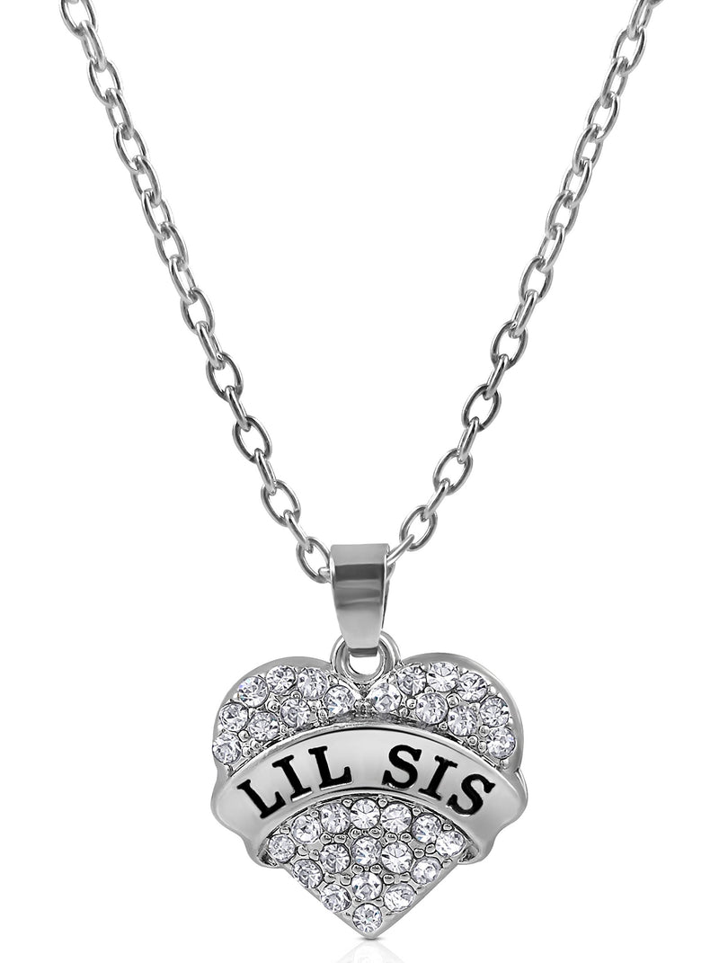 [Australia] - Big Sister & Little Sister Birthday Gifts, Sister Heart Necklace Gift Set of 2, Big Sis Lil Sis Jewelry Gifts for Girls, Teens, Women Clear 