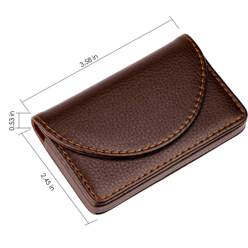 [Australia] - MaxGear Leather Business Card Holder Case for Men or Women Name Card Case Holder with Magnetic Shut Coffee, Holds 25 Business Cards A-Coffee 