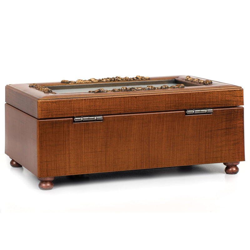 [Australia] - Cottage Garden Sister Rich Walnut Finish Petite Jewelry Music Box Plays Amazing Grace 