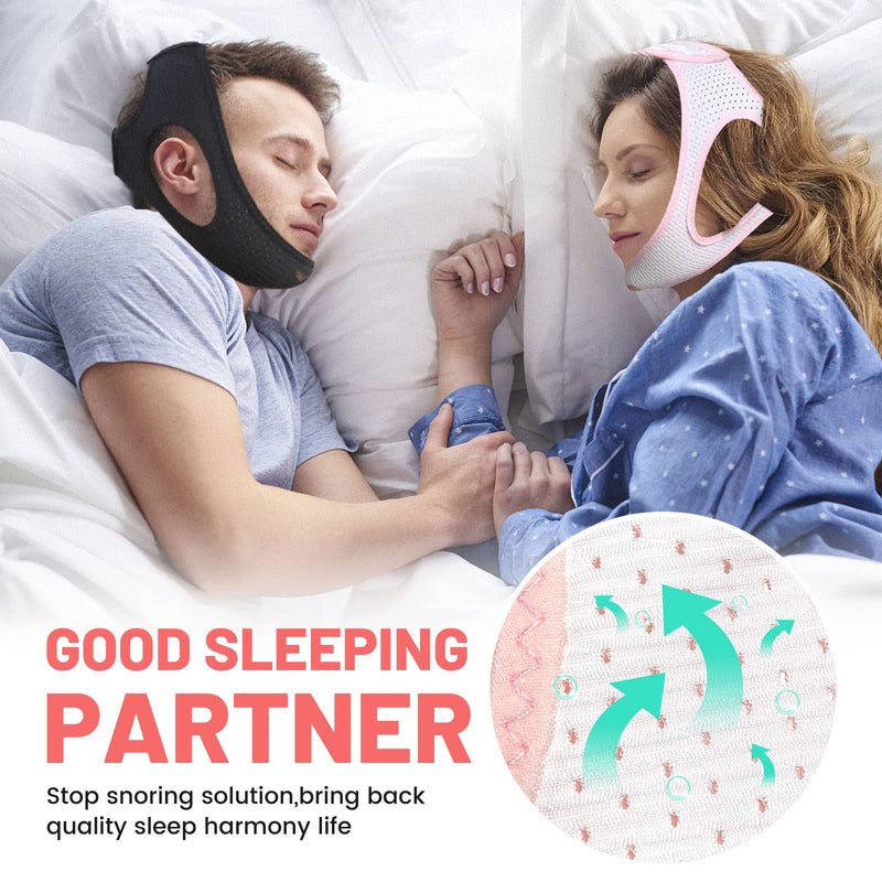 [Australia] - Anti Snoring Chin Strap Upgraded 2022, KUJAIS Snoring Solution Effective Anti Snoring Devices, Adjustable & Breathable Stop Snoring Chin Strap for Men and Women (White) White 