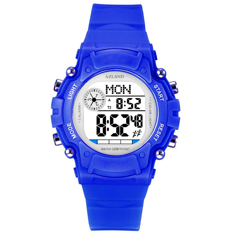 [Australia] - AZLAND 3 Multiple Alarms Reminder Sports Kids Wristwatch Waterproof Boys Girls Digital Watches BlueT 