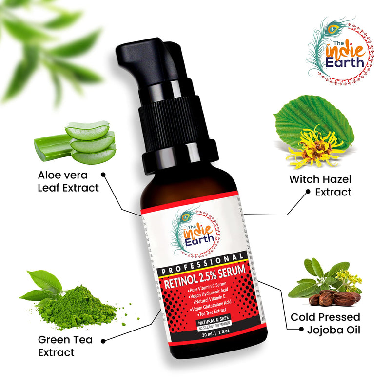 [Australia] - The Indie Earth Retinol Deep Wrinkle Repair Serum With Vitamin C Serum, Vegan Glutathione, Vitamin E & Tea Tree Extract Anti-Wrinkle Serum, Best Retinol Serum 30ml | 1 fl.oz 