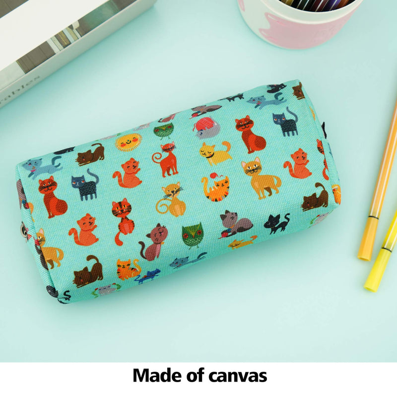 [Australia] - LParkin Cute Cat Pencil Case Pouch Make Up Case Stationary Kawaii Pencil Box Teacher Gift Gadget Bag Cosmetic Bag Blue 