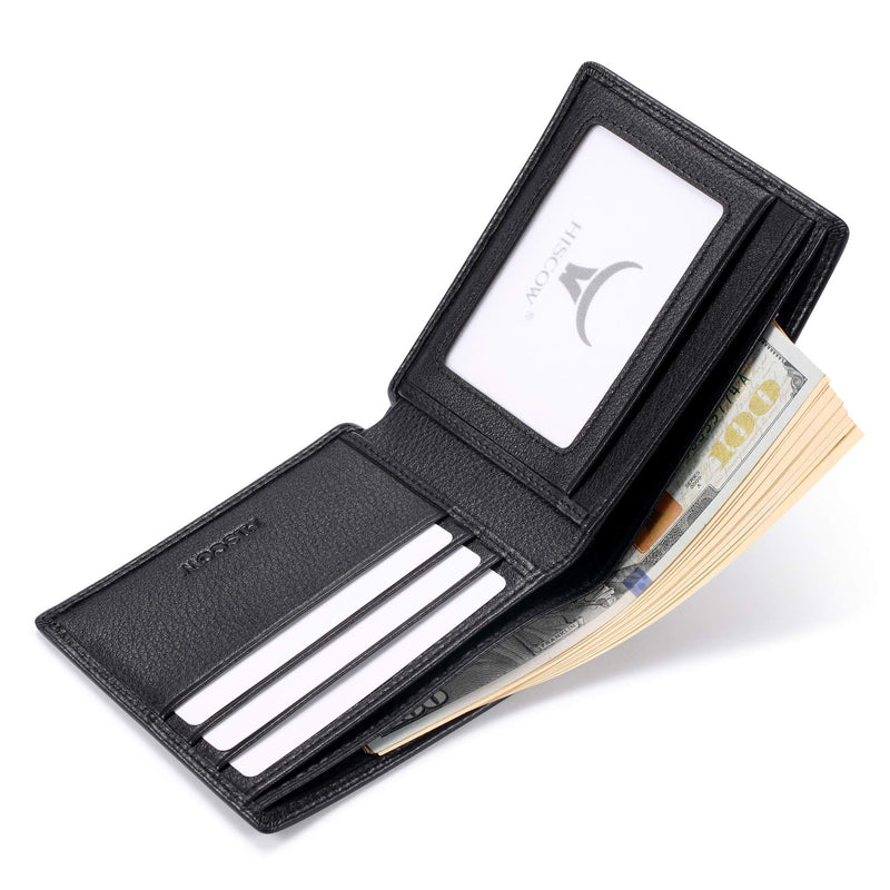 [Australia] - Bifold Wallet for Men, Italian Supple Genuine Leather Billfold with 3 Credit Card Slots and ID Window 