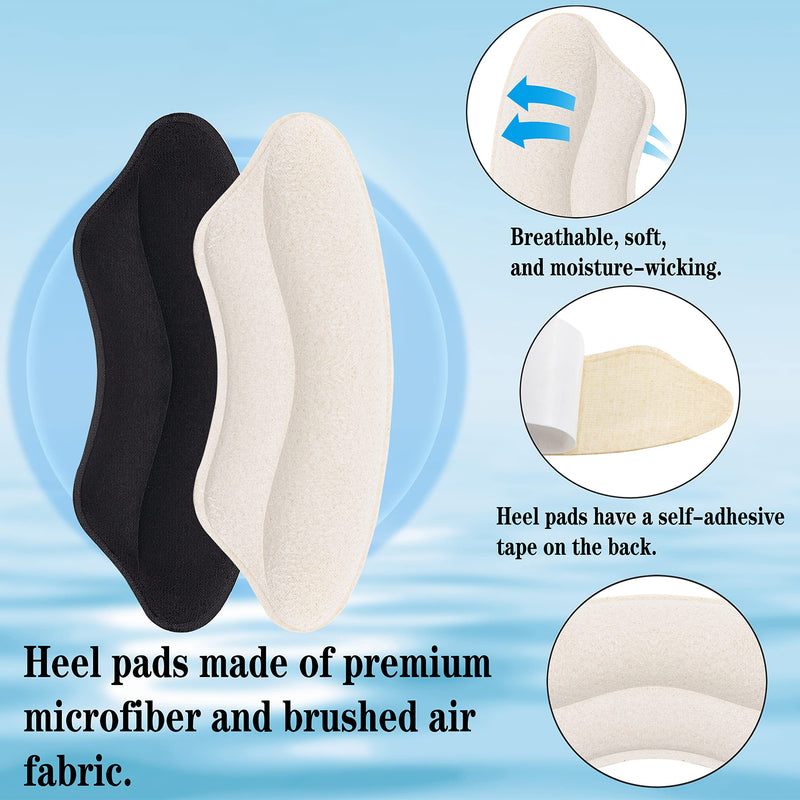 [Australia] - ZORRA 4 Pairs Heel Grips Heel Protectors, Sponge Heel Cushion Pads, Self-Adhesive Heel Grips for Ladies, Heel Grips for Kids Shoes (Black, Beige) 