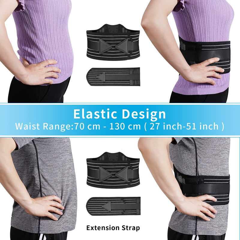 [Australia] - Lower Back Support Belt, ZINUU Back Support Brace with 6 Support Plates, Adjustable Breathable Lumbar Support Brace Back Pain Relief Waist Belt for Men Women Father Gifts( Universal, Waist 70-130cm) 