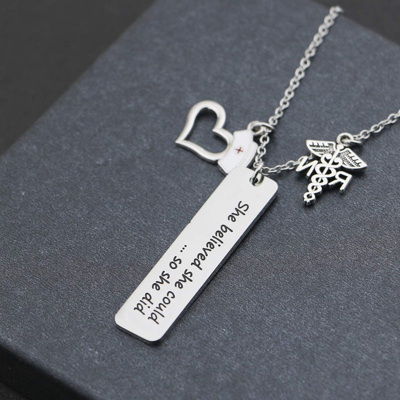 [Australia] - EIGSO Nurse Keychain Nurse Graduation Gift She Believed She Could So She Did Inspirational Jewelry RN LPN Gift Medical Student Gift for Nurse RN NL 