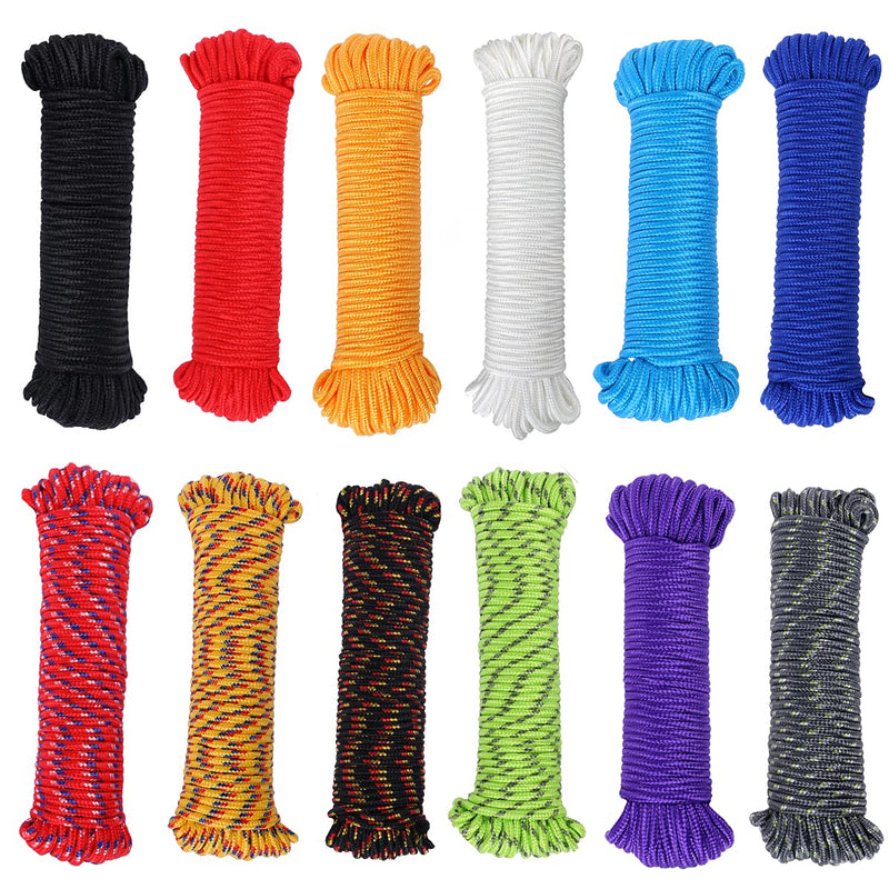 [Australia] - PerkHomy 90 ft 1/4 inch (7mm) Nylon Poly Rope Flag Pole Polypropylene Clothes Line Camping Utility Good for Tie Pull Swing Climb Knot (Black) Black 