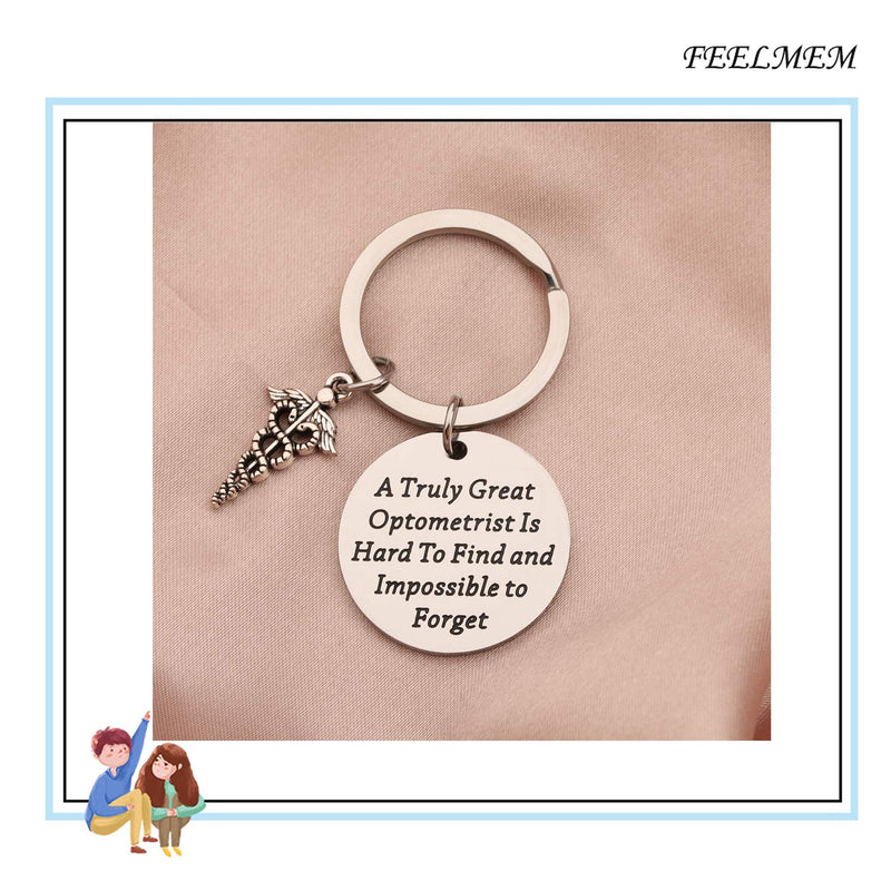 [Australia] - FEELMEM Optometrist Gift Optician Gift A Truly Great Optometrist is Hard to Find and Impossible to Forget Keychain Optometry Jewelry Gift for Optometrist Eye Doctor silver 