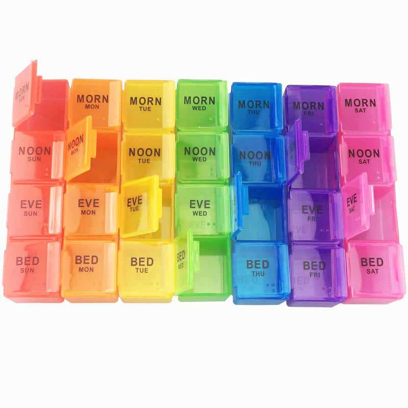[Australia] - JFA Medical Weekly Small Travel Pill Box Organiser/Reminder for Medicines Supplements, Vitamins, 7days, 4 compartments per Day – Morning, Noon, Evening and Bed. 