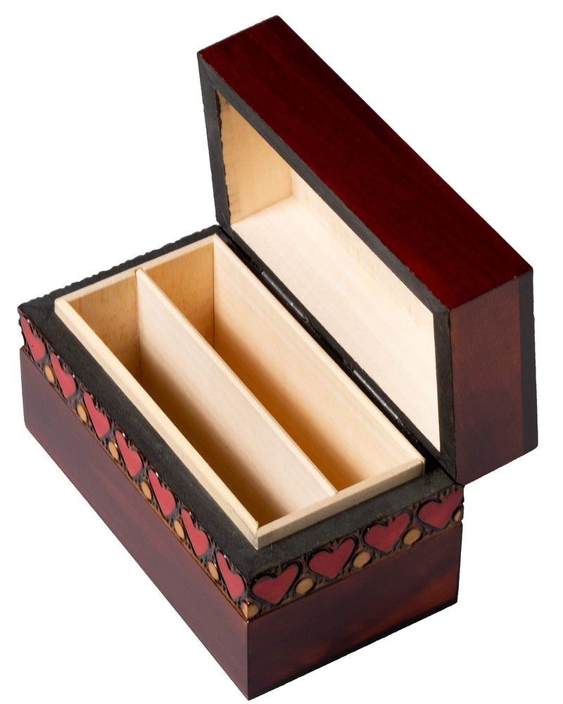 [Australia] - Artisan Owl Polish Handmade Four Suited Joker Card Wooden Box with Red Interior, Holds Two Decks of Cards 