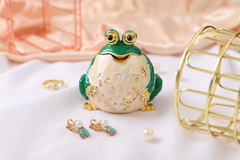 [Australia] - QIFU-Hand Painted Enameled Frog Style Decorative Hinged Jewelry Trinket Box Unique Gift For Home Decor Black 
