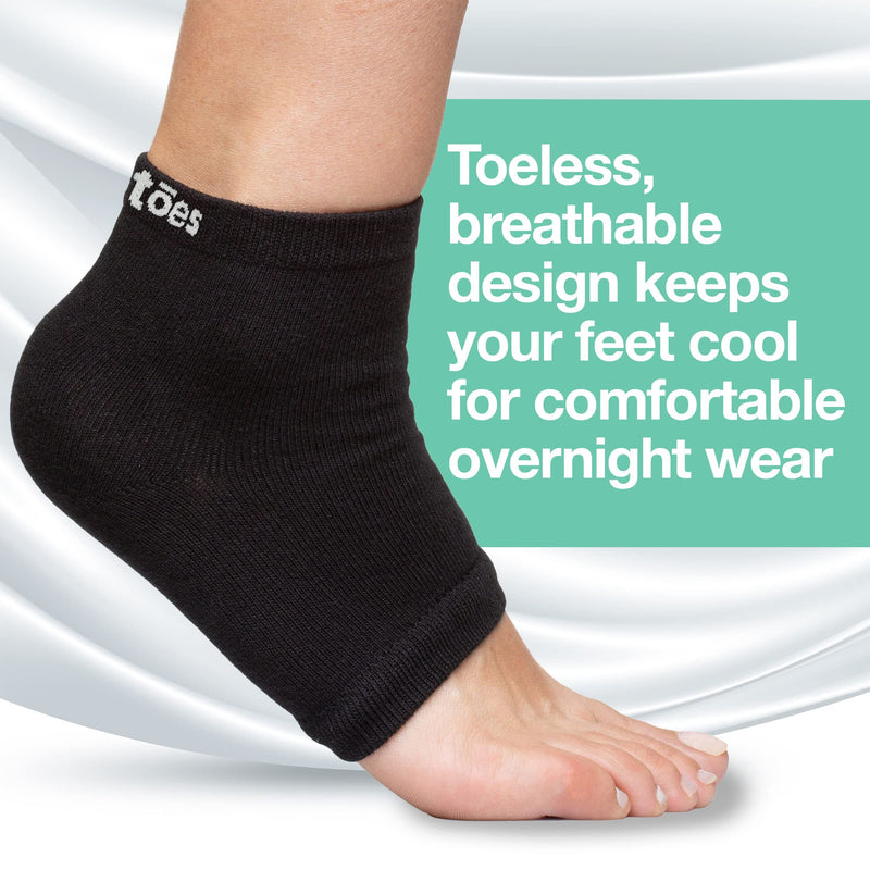[Australia] - ZenToes Moisturizing Heel Socks 2 Pairs Gel Lined Toeless Spa Socks to Heal and Treat Dry, Cracked Heels While You Sleep (Regular, Black) Regular 