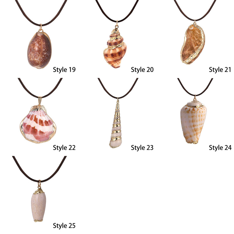 [Australia] - FM FM42 Natural Seashell Shell Scallop Conch Pendant Necklace with 27" Long Rope Chain (25 Styles) Style 11 