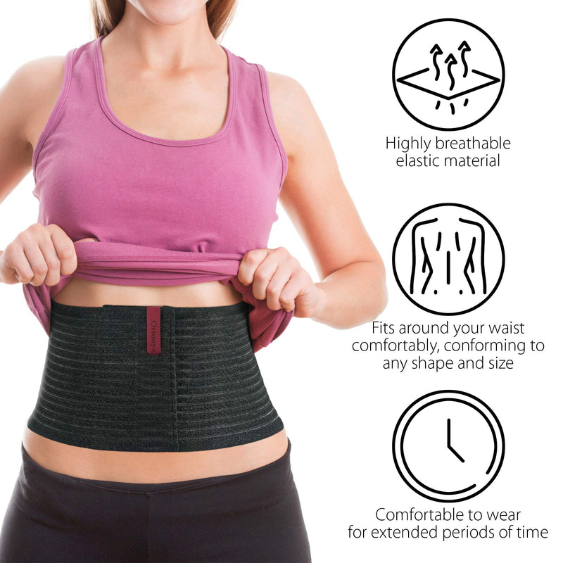 [Australia] - ORTONYX 6.25" Abdominal Binder for Men and Women / Postpartum Post-operative Post-surgery Wrap / Abdomen Navel Umbilical Hernia Support Belt / 524006 Black L/XXL Large/2X-Large (Pack of 1) 