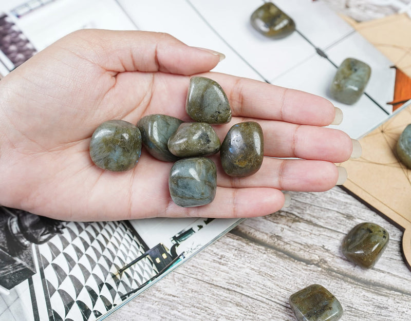 [Australia] - Crocon Labradorite tumbled stones and crystals bulk 13 pieces set for chakra Reiki Crystals polished stones gemstones and crystals tumble for gift #001 Labradorite 