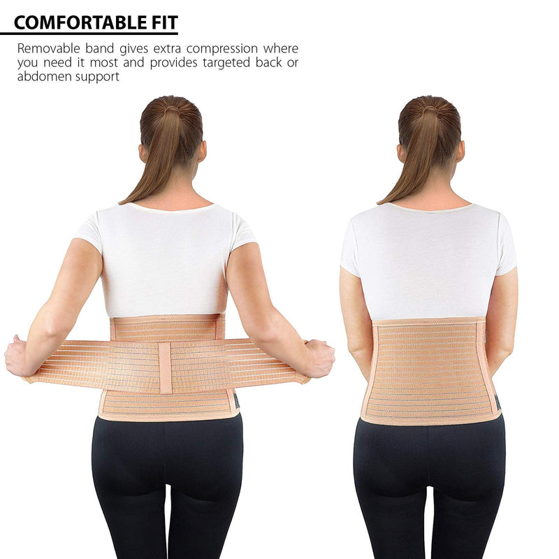 [Australia] - ORTONYX Breathable 9.5" Abdominal Binder/Postpartum Postoperative Wrap/Abdomen Hernia Support Belt for Men and Women - L/XL (32"-43") Beige L/XL (32"-43") 