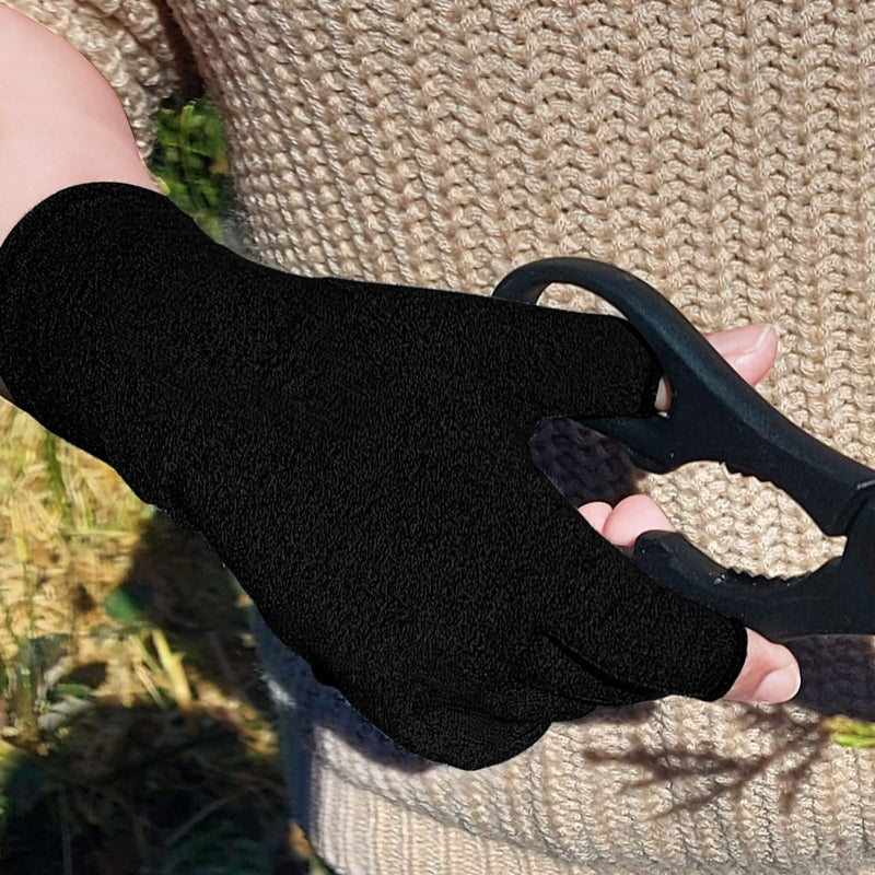 [Australia] - SyeJam Arthritis Gloves Fingerless- Rheumatoid Arthritis Compression Gloves for Pain Relief - Black (S) 1 Pair Black (1 Pair) + Free Ebook S (Pack of 2) 