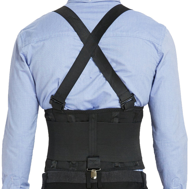 [Australia] - NeoTech Care Lumbar Brace with Removable Pants Clips & Detachable Suspenders - Back Support Belt - Adjustable, Light, Breathable - Shoulder Holsters - Work, Posture - Black (Size L) Large (Pack of 1) 