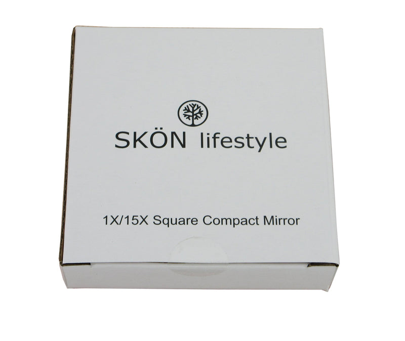 [Australia] - SKÖN lifestyle Missy 15X/1X Personal Compact Mirror - Powerful 15X magnification & traditional 1X mirror, Full 180 degree opening, Effortless magnetic closure and opening- Metallic Silver 